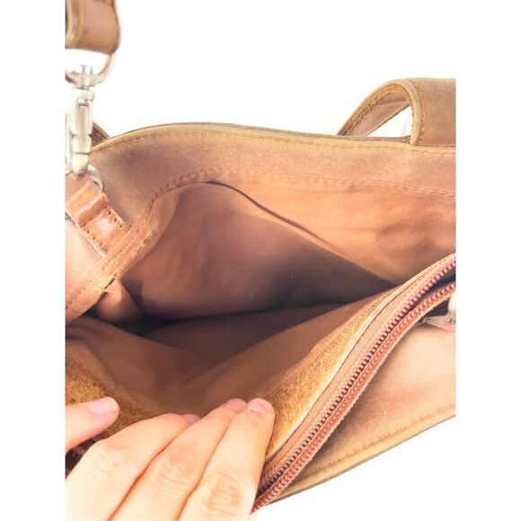 Rolf’s Tan Leather Crossbody Bag With Diamond Bead Design Boho Vintage - Picture 6 of 16